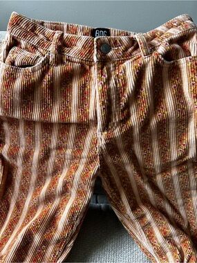 BDG Peach and orange  Floral Corduroy Pants